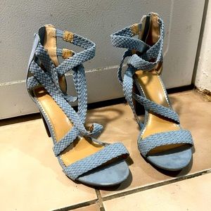 Lauren Conrad NWOT denim colored high heel sandals